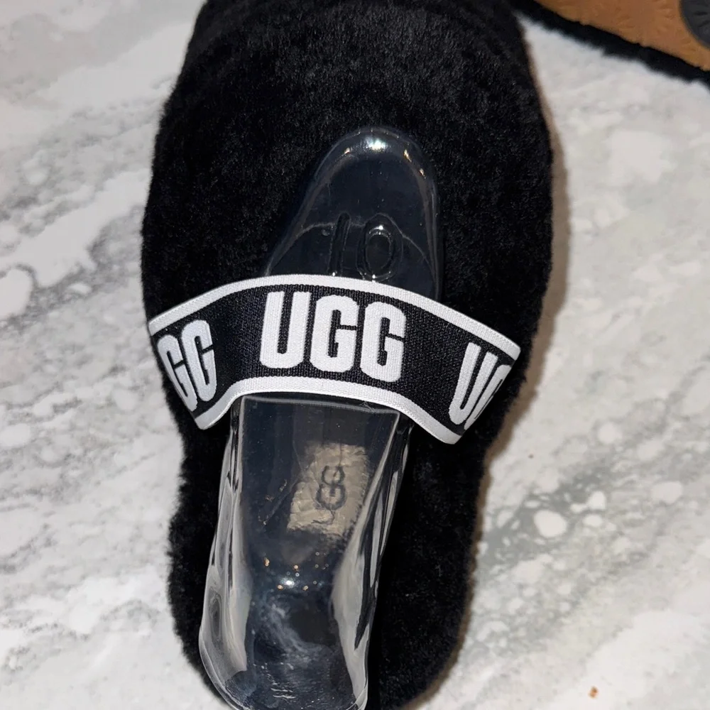 UGG Women's Plush Black Slippers - Picture 2 of 6
